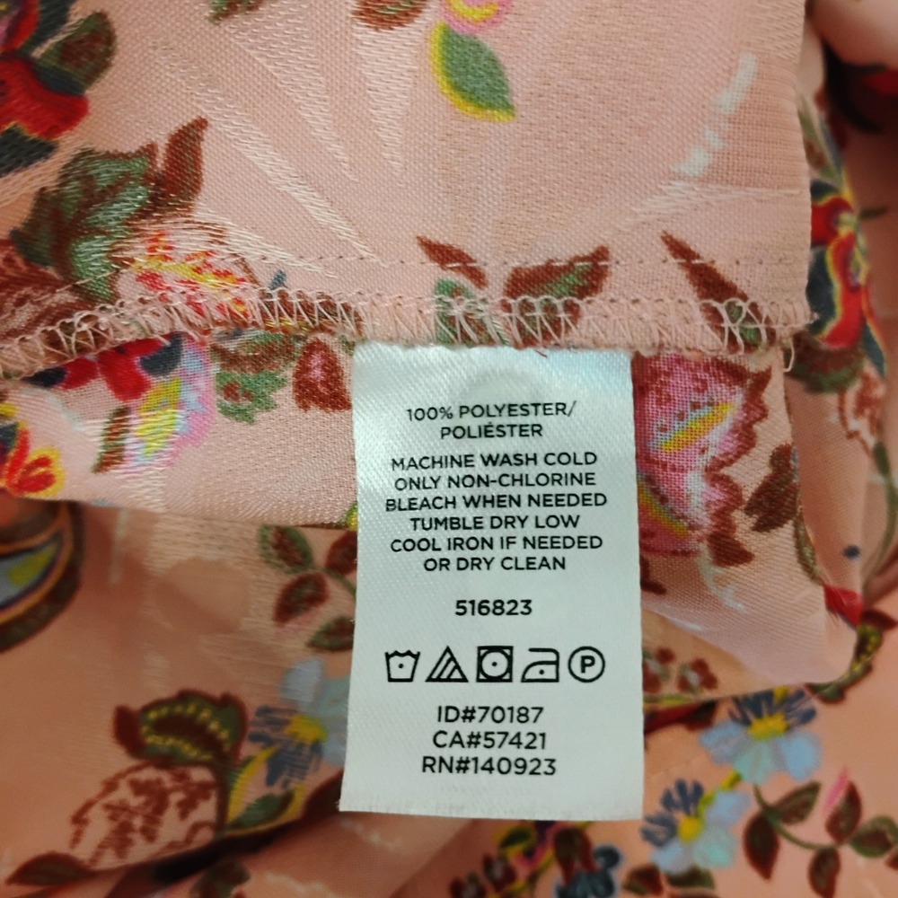 Loft Pink Floral Paisley Long Sleeve Blouse Top Pink Size Medium Lightweight Q - Picture 7 of 7